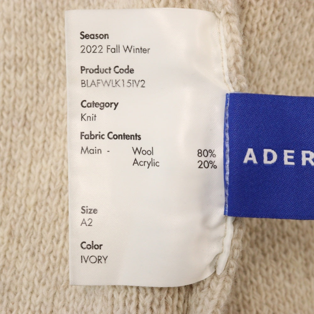 ADER ERROR(アーダーエラー) 22AW Logo Knit ロゴ刺繍 オーバーサイズ クルーネック ニット スウェット ベージュ BLAFWLK15IV2