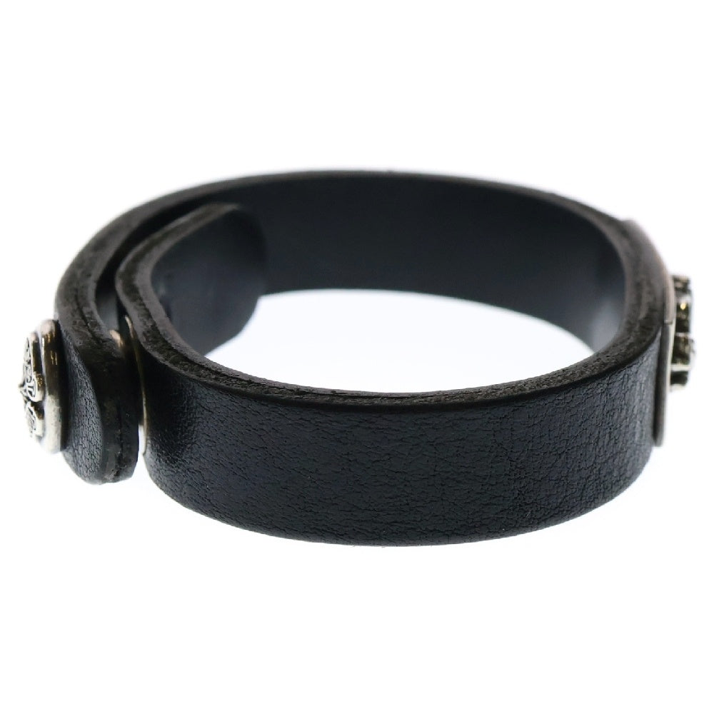 CHROME HEARTS(クロムハーツ) CUFF PLATE DAGGER カフプレートダガー レザーブレスレット ブラック 韓国購入レシート付