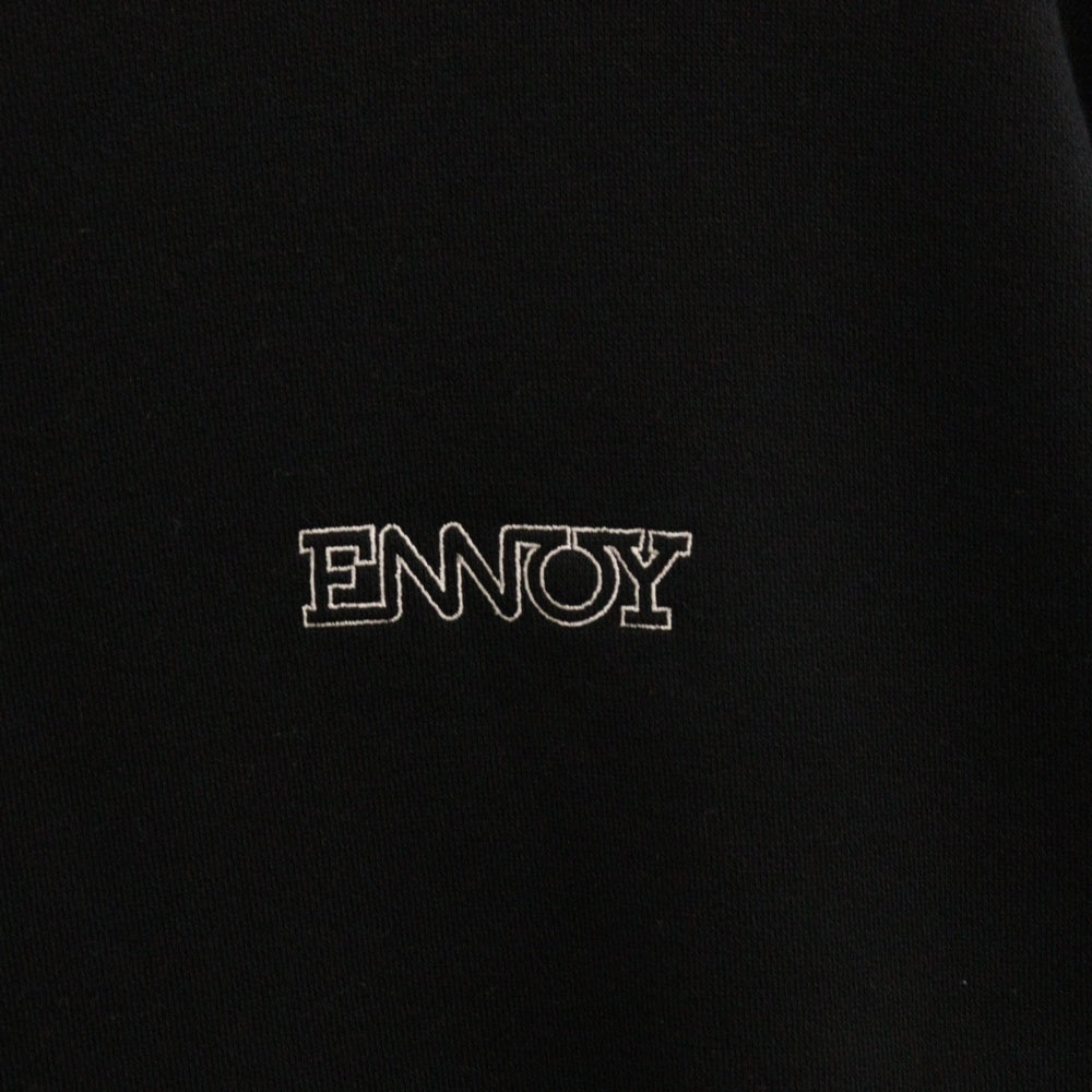 ENNOY(エンノイ) 24AW Electric Logo Turtleneck ロゴ刺繍 タートルネック スウェット ブラック AW24BRENCT05NTL