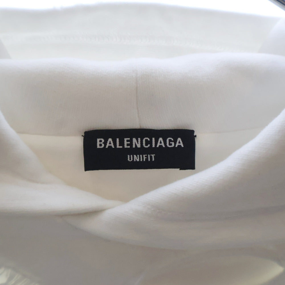 BALENCIAGA(バレンシアガ) 21SS Caps Destroyed Hoodie キャップス デストロイド フーディ プルオーバーパーカー ダメージ加工 ホワイト 659403 TKVB6