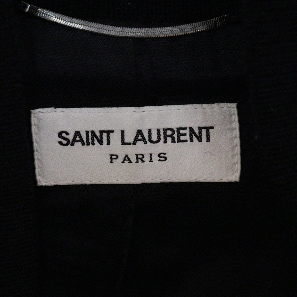 SAINT LAURENT PARIS(サンローランパリ) TEDDY JACKET テディジャケット レザートリムウールスタジアムジャンパー ブラック 354718 Y180W