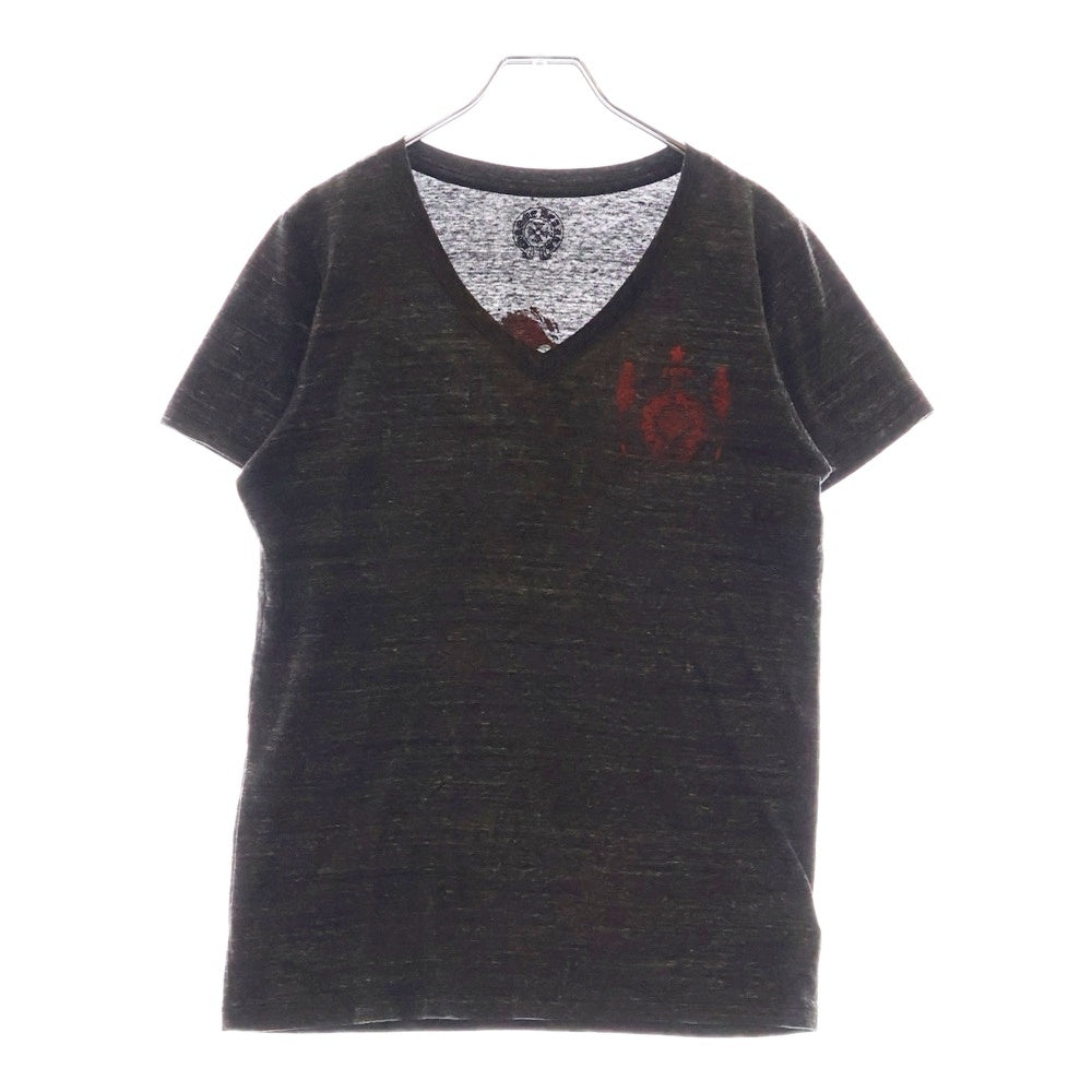 CHROME HEARTS(クロムハーツ) FOTI MISS LERLENE フォティ ミスラーレン バックプリント 半袖Tシャツ Vネックカットソー グレー/レッド