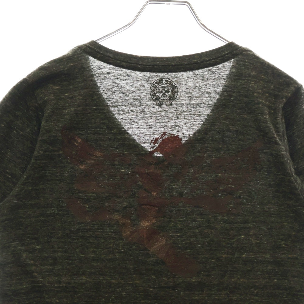CHROME HEARTS(クロムハーツ) FOTI MISS LERLENE フォティ ミスラーレン バックプリント 半袖Tシャツ Vネックカットソー グレー/レッド