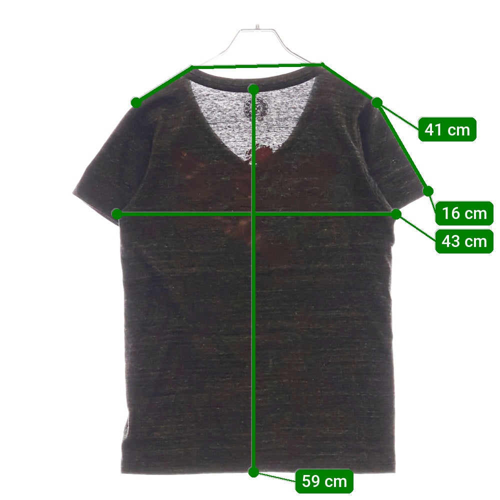 CHROME HEARTS(クロムハーツ) FOTI MISS LERLENE フォティ ミスラーレン バックプリント 半袖Tシャツ Vネックカットソー グレー/レッド