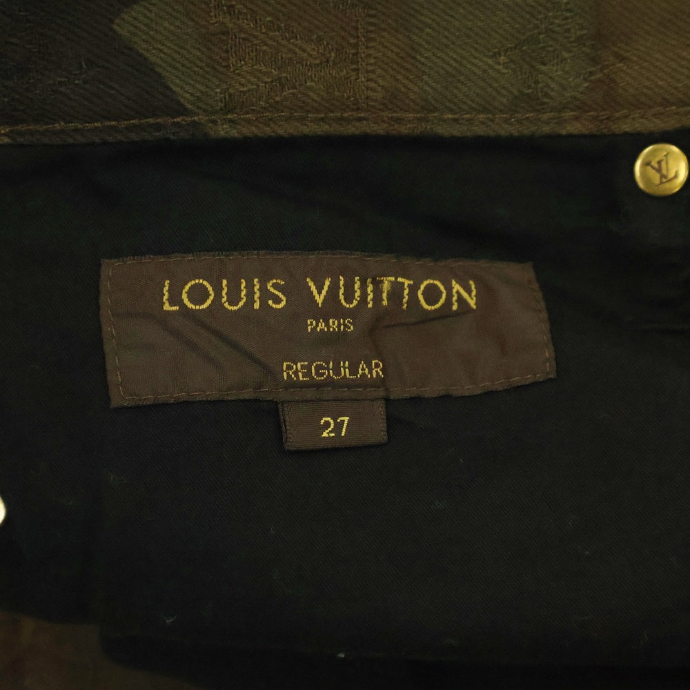 LOUIS VUITTON(ルイヴィトン) 17AW ×SUPREME シュプリーム カモフラ総柄 モノグラムジャガードデニムパンツ 迷彩 カーキ RE172 DSQ HDD96W
