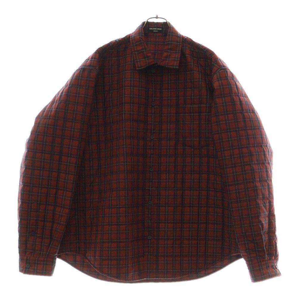 BALENCIAGA(バレンシアガ) オーバーサイズ 中綿入りチェックシャツジャケット レッド 681456 TLO15