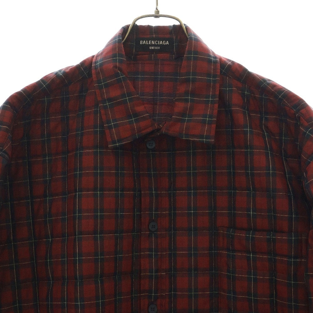BALENCIAGA(バレンシアガ) オーバーサイズ 中綿入りチェックシャツジャケット レッド 681456 TLO15