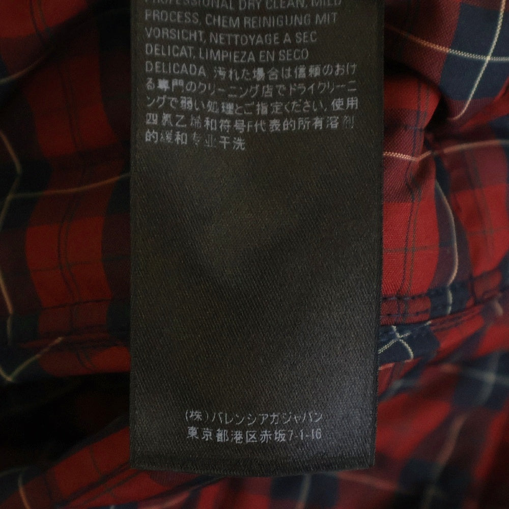 BALENCIAGA(バレンシアガ) オーバーサイズ 中綿入りチェックシャツジャケット レッド 681456 TLO15