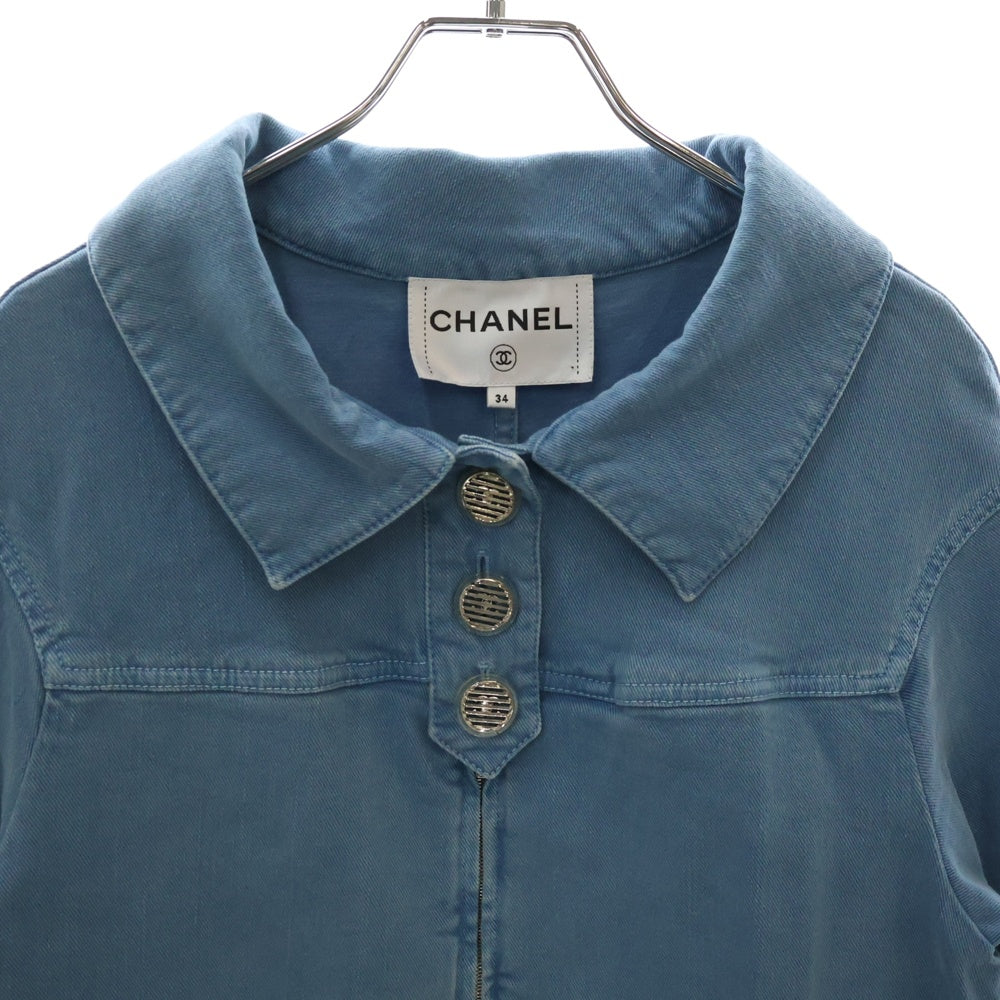 CHANEL(シャネル) デニム素材 ココマークボタン ジップアップドレス ワンピース レディース ブルー P56543V42677