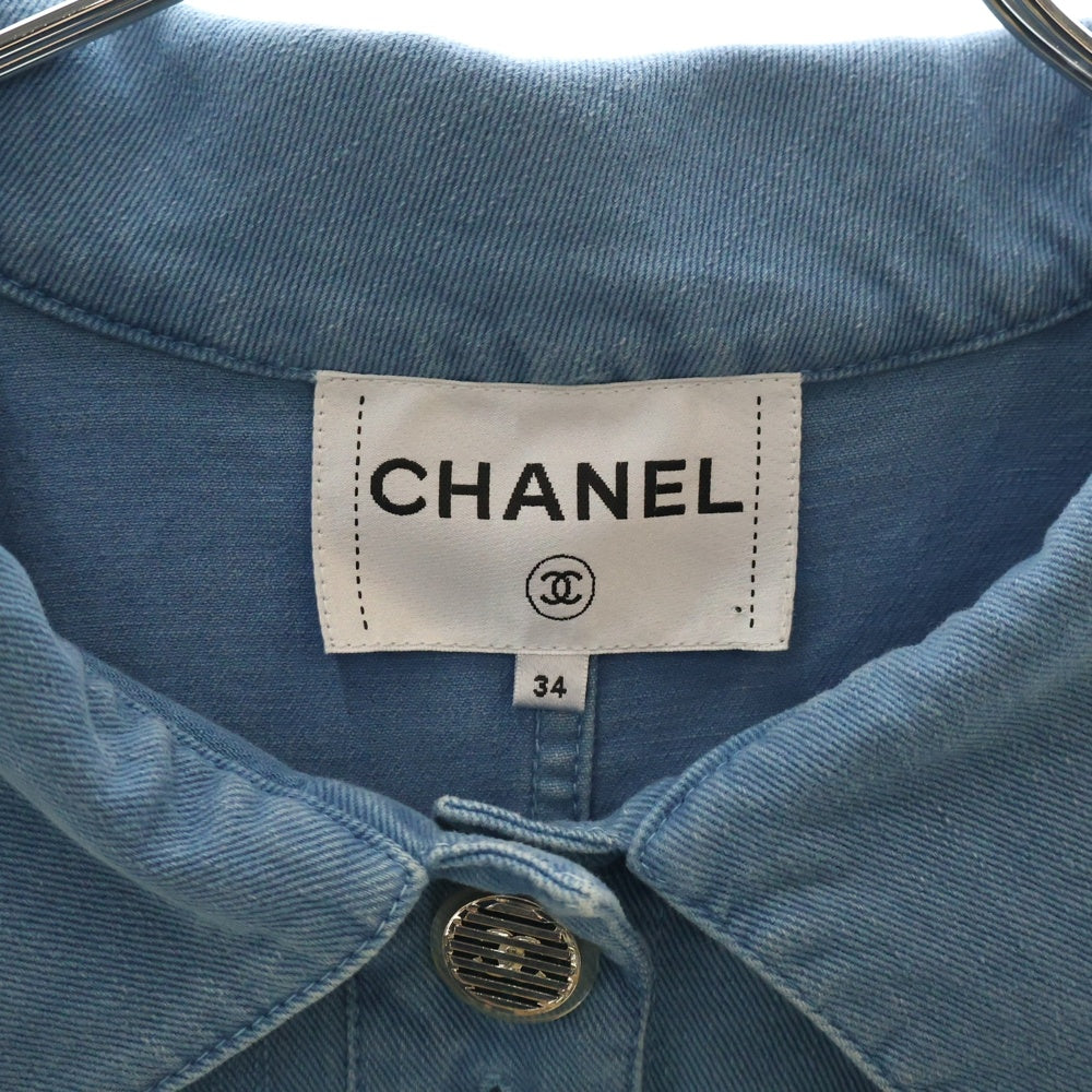 CHANEL(シャネル) デニム素材 ココマークボタン ジップアップドレス ワンピース レディース ブルー P56543V42677