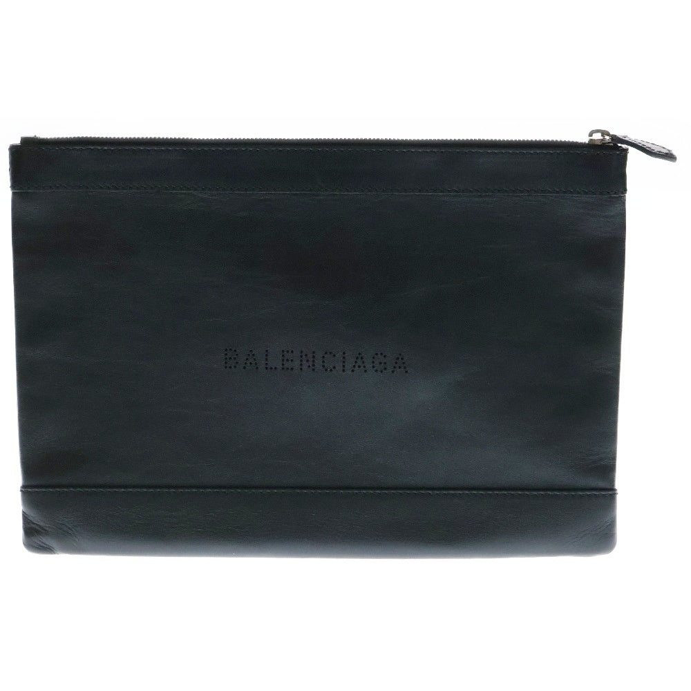 BALENCIAGA(バレンシアガ) Clutch Canvas Bag ロゴホール レザー クラッチバッグ ブラック 373834 1000 W 528147