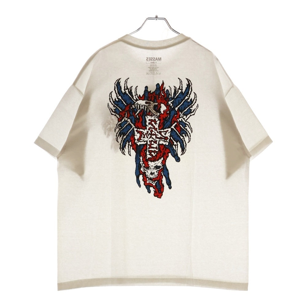 MASSES(マシス) T-SHIRT S/S BURNING CROSS バーニングクロス プリントTシャツ ホワイト