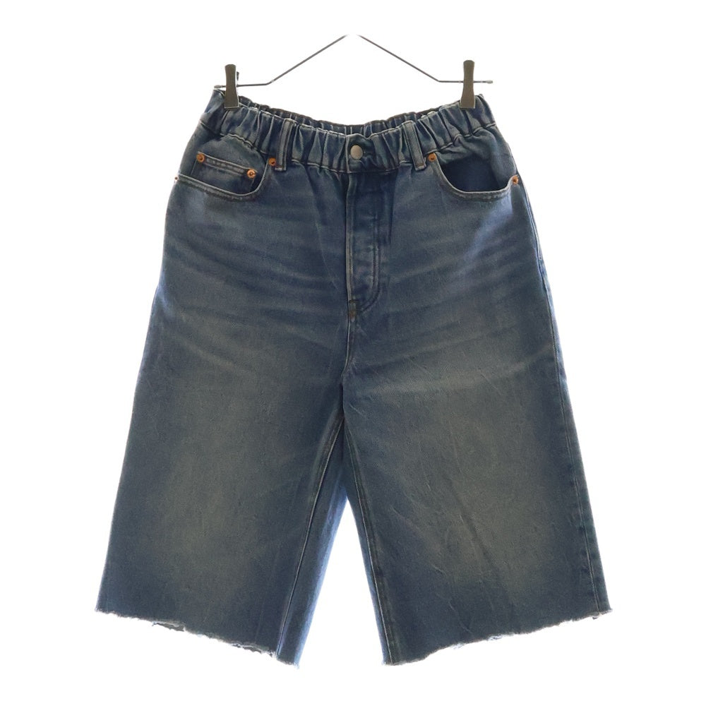 ALEXANDER WANG(アレキサンダーワン) OVERSIZED ELASTIC WB CULOTTE カットオフ加工 イージーデニムショーツ ハーフパンツ インディゴ 4DC4214034