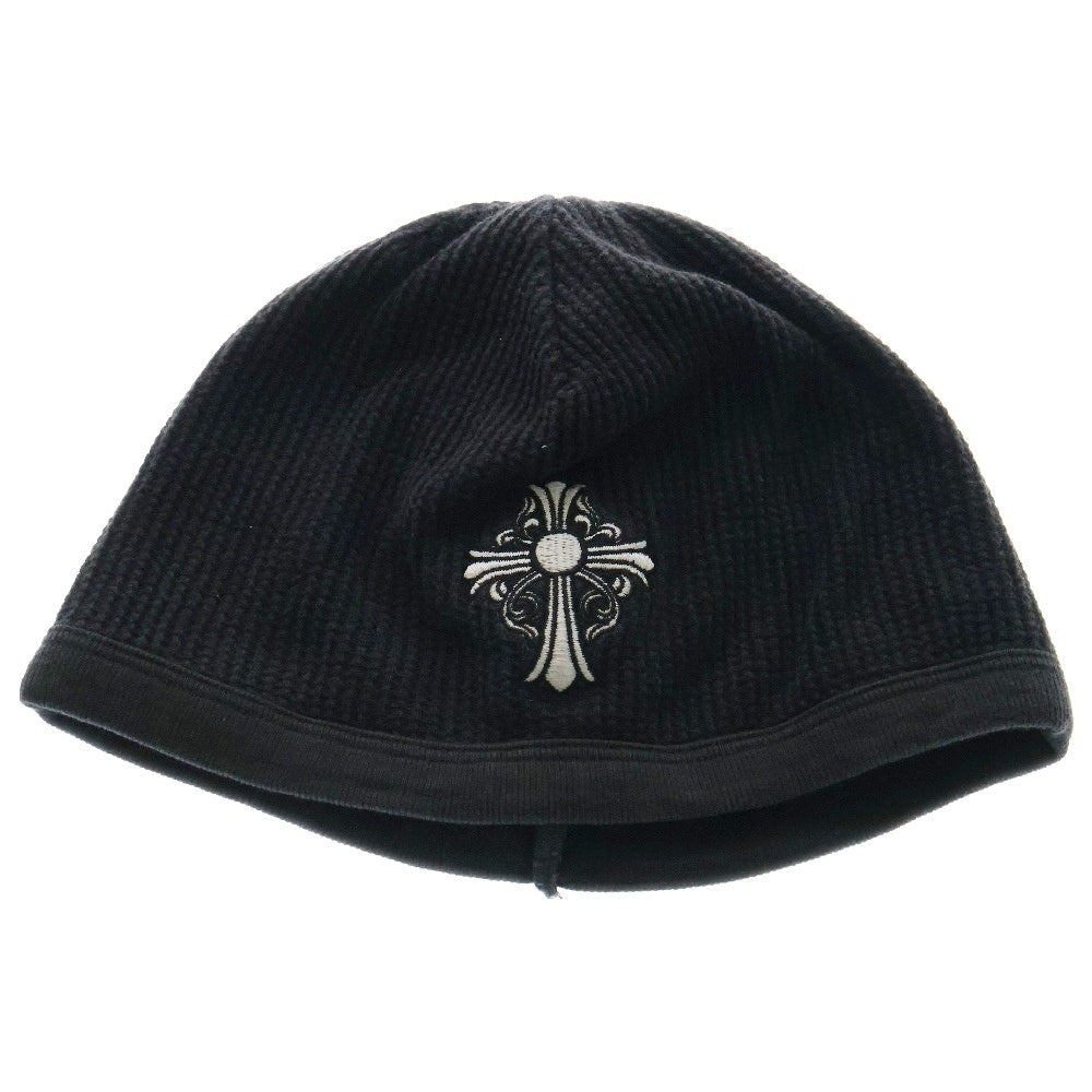 CHROME HEARTS(クロムハーツ) OLD フロントクロス刺繍 サーマルニット ビーニー ブラック