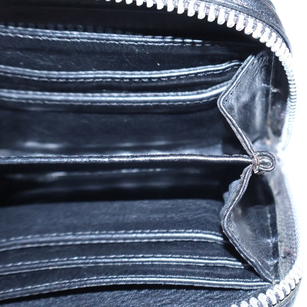 CHROME HEARTS(クロムハーツ) 3 SIDE ZIP 3サイドジップ サイドピラミッドスタッズレザーウォレット財布 ブラック/シルバー 国内インボイス付