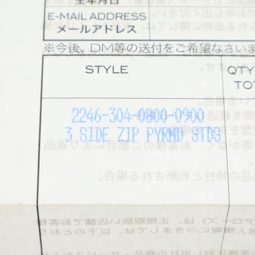 CHROME HEARTS(クロムハーツ) 3 SIDE ZIP 3サイドジップ サイドピラミッドスタッズレザーウォレット財布 ブラック/シルバー 国内インボイス付