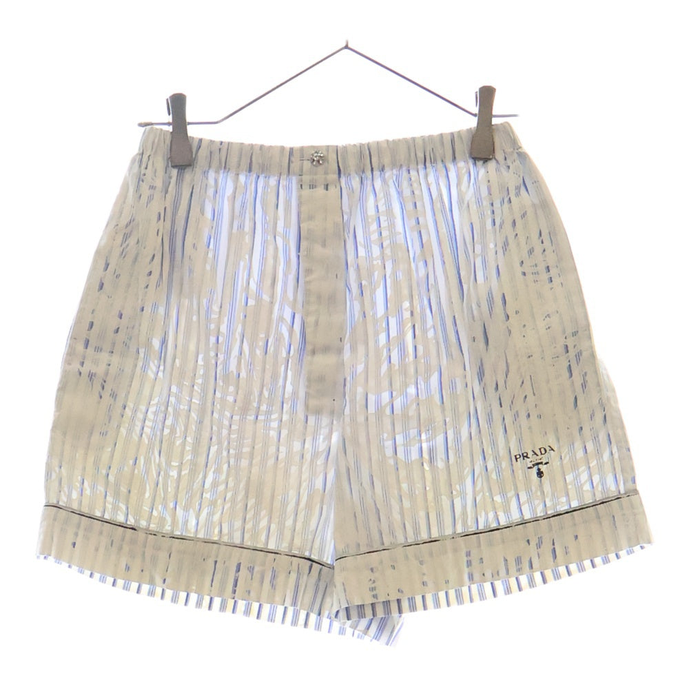 PRADA(プラダ) 21AW ストライプ柄 コットン ショートパンツ ブルー/ホワイト レディース P261E