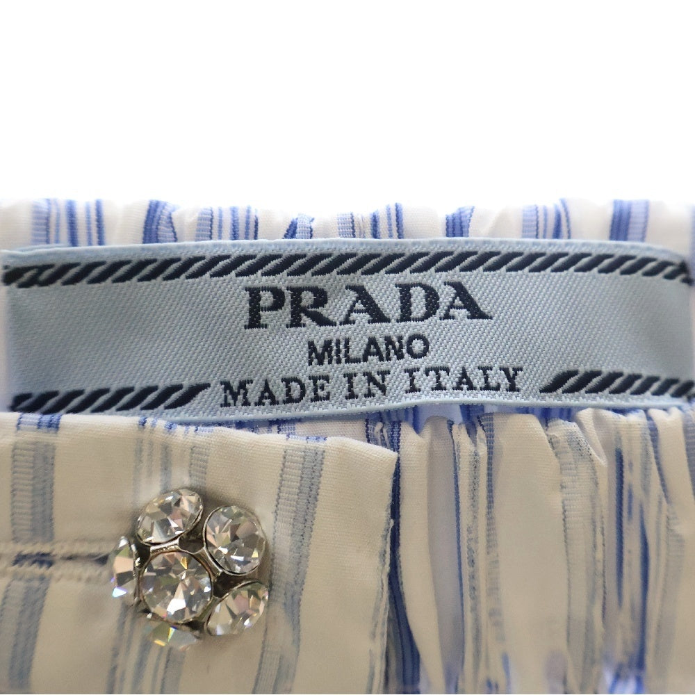 PRADA(プラダ) 21AW ストライプ柄 コットン ショートパンツ ブルー/ホワイト レディース P261E