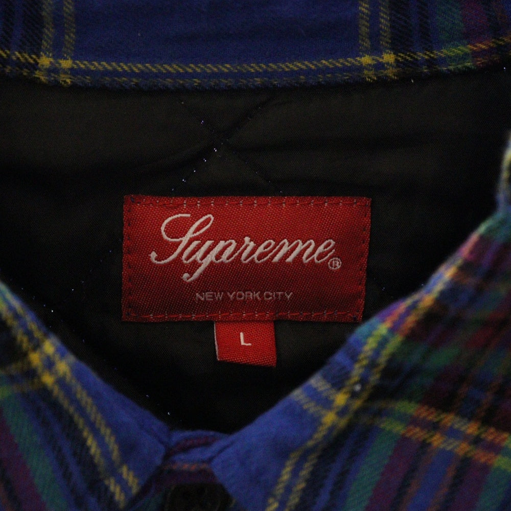 SUPREME(シュプリーム) 21AW Quilted Plaid Flannel Shirt キルテッドプレイドフランネルシャツ 中綿入りチェック長袖シャツ ブルー