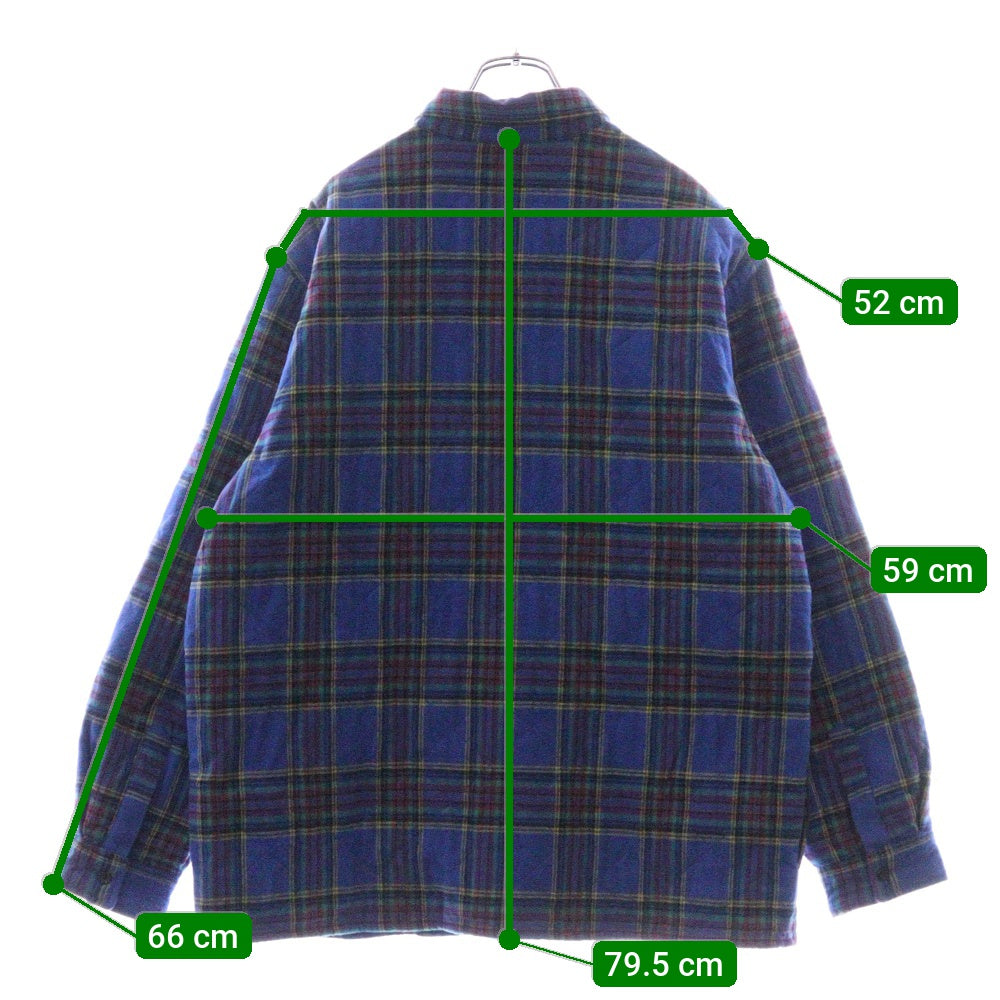 SUPREME(シュプリーム) 21AW Quilted Plaid Flannel Shirt キルテッドプレイドフランネルシャツ 中綿入りチェック長袖シャツ ブルー