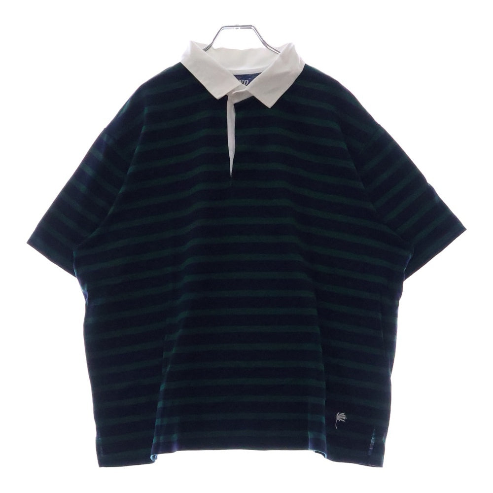 WIND AND SEA(ウィンダンシー) BORDER RUGBY SHIRT ボーダーラグビーシャツ 半袖ラガーポロシャツ グリーン 11TH-CS-14