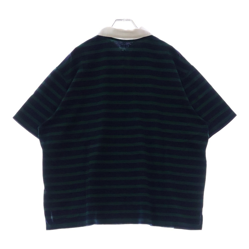 WIND AND SEA(ウィンダンシー) BORDER RUGBY SHIRT ボーダーラグビーシャツ 半袖ラガーポロシャツ グリーン 11TH-CS-14