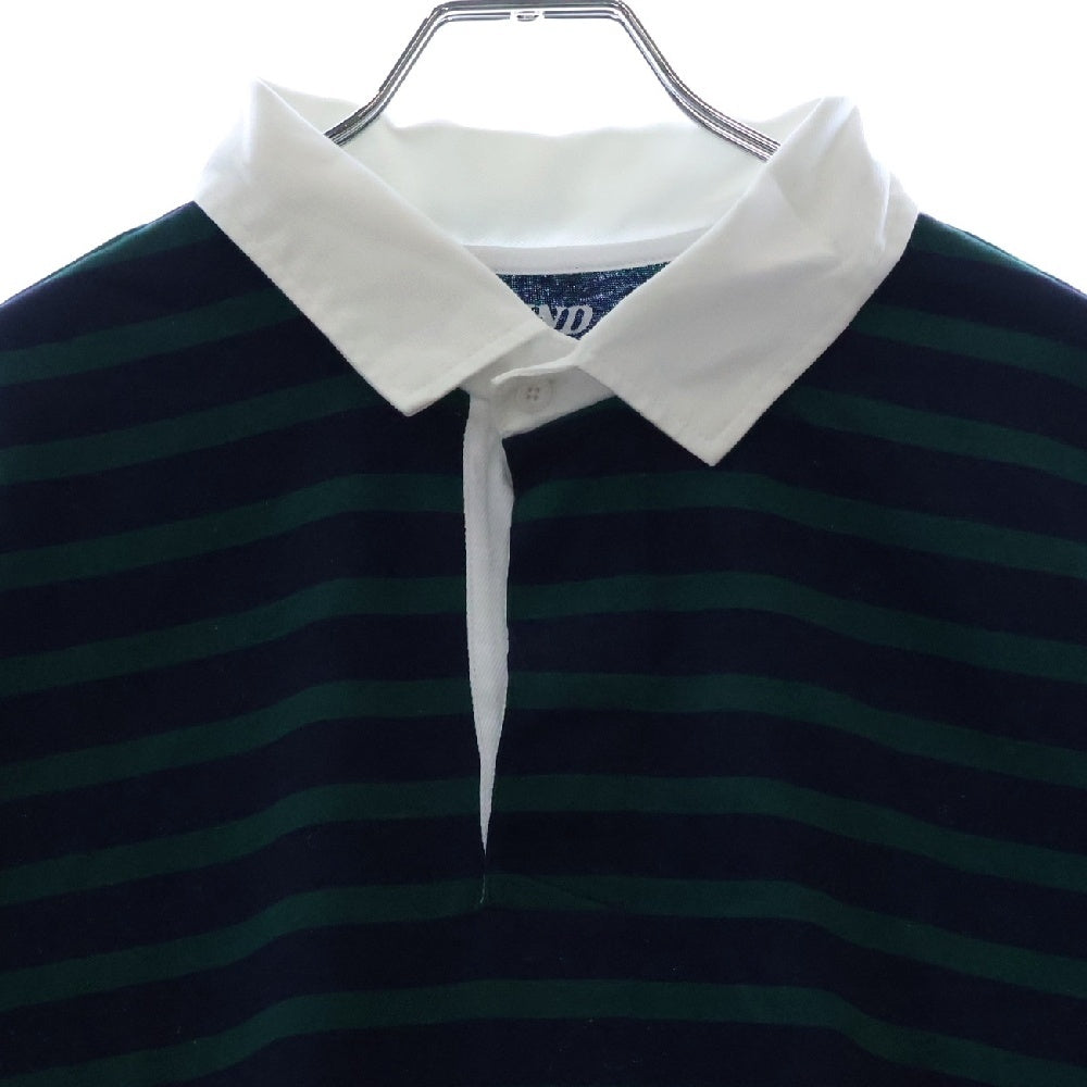 WIND AND SEA(ウィンダンシー) BORDER RUGBY SHIRT ボーダーラグビーシャツ 半袖ラガーポロシャツ グリーン 11TH-CS-14