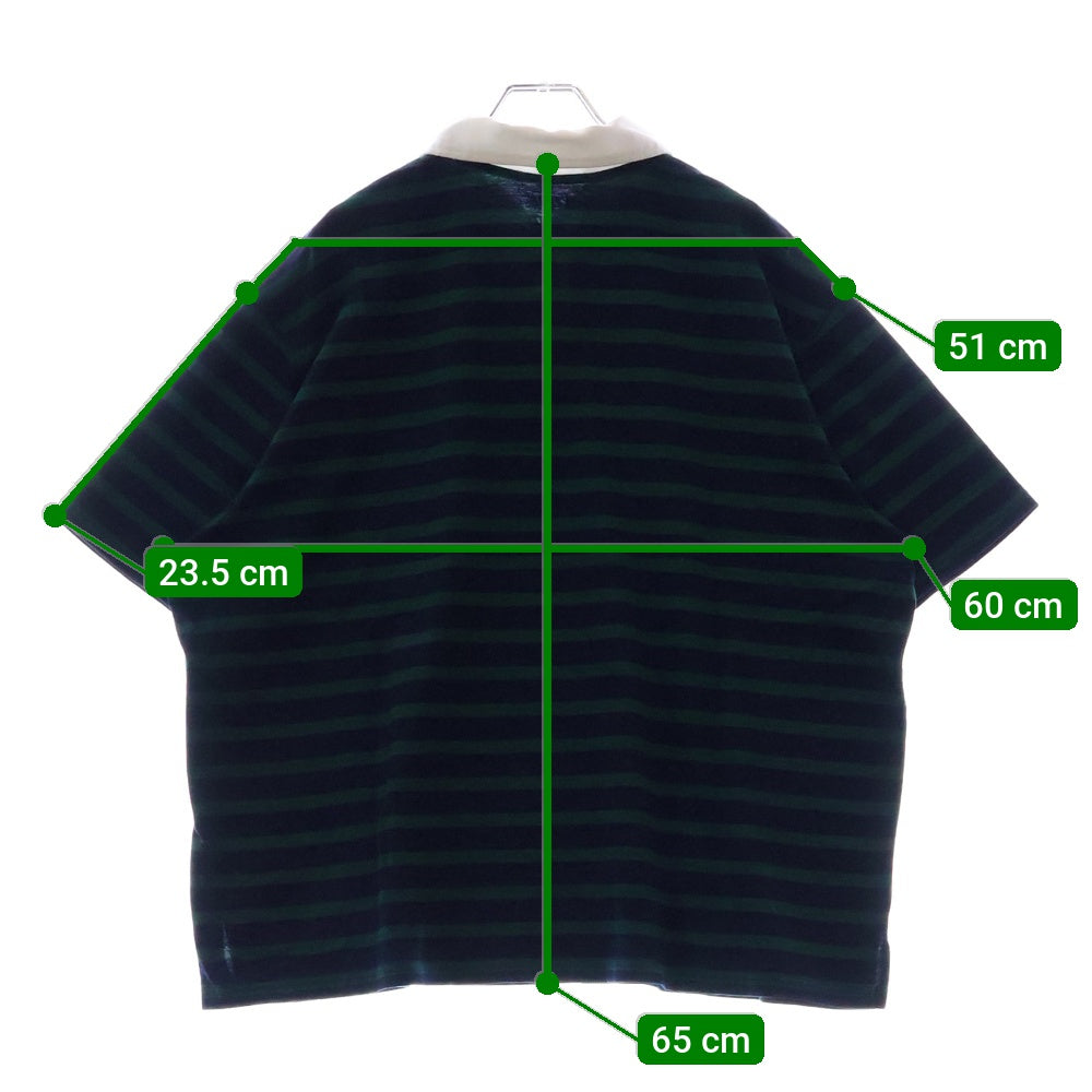 WIND AND SEA(ウィンダンシー) BORDER RUGBY SHIRT ボーダーラグビーシャツ 半袖ラガーポロシャツ グリーン 11TH-CS-14
