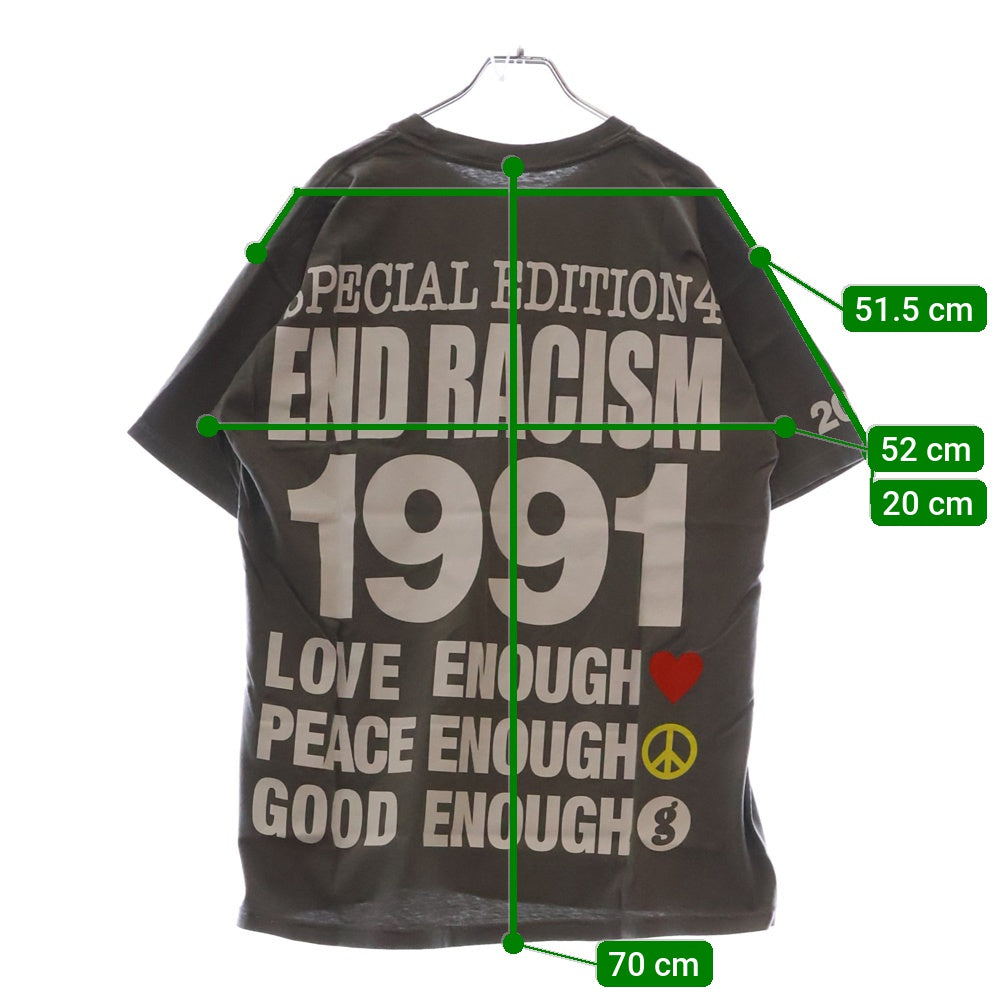 INFINITE ARCHIVES(インフィニティ アーカイブス) END RACISM TEE エンドレイシズム バックプリント半袖Tシャツ クルーネックカットソー グレー
