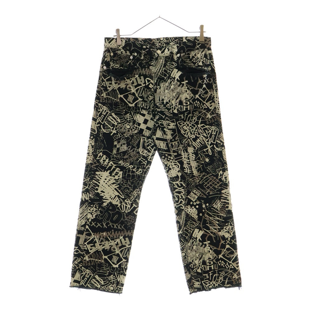 Maison Margiela 10(メゾン マルジェラ) 20SS グラフィティー プリント ボタンフライ デニムパンツ ブラック/ホワイト S30LA0160 S30683