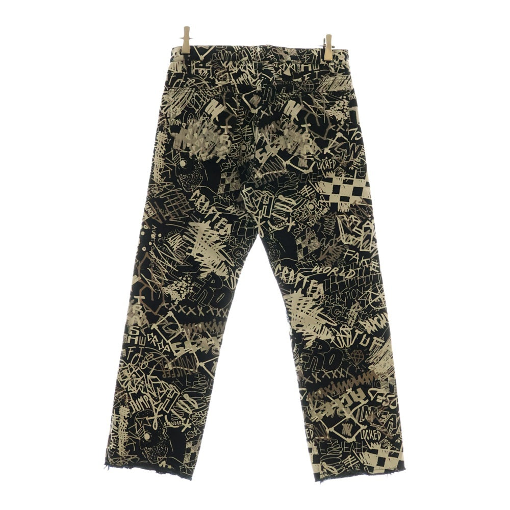 Maison Margiela 10(メゾン マルジェラ) 20SS グラフィティー プリント ボタンフライ デニムパンツ ブラック/ホワイト S30LA0160 S30683