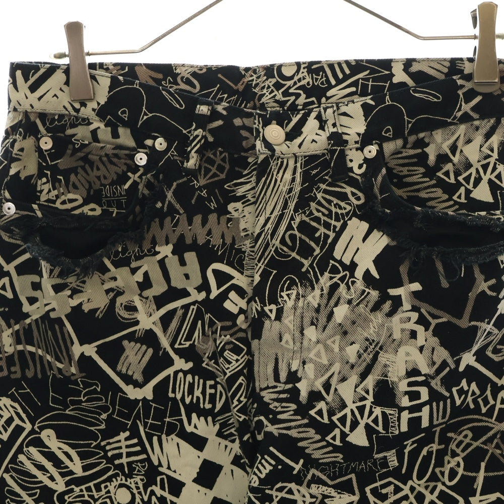 Maison Margiela 10(メゾン マルジェラ) 20SS グラフィティー プリント ボタンフライ デニムパンツ ブラック/ホワイト S30LA0160 S30683