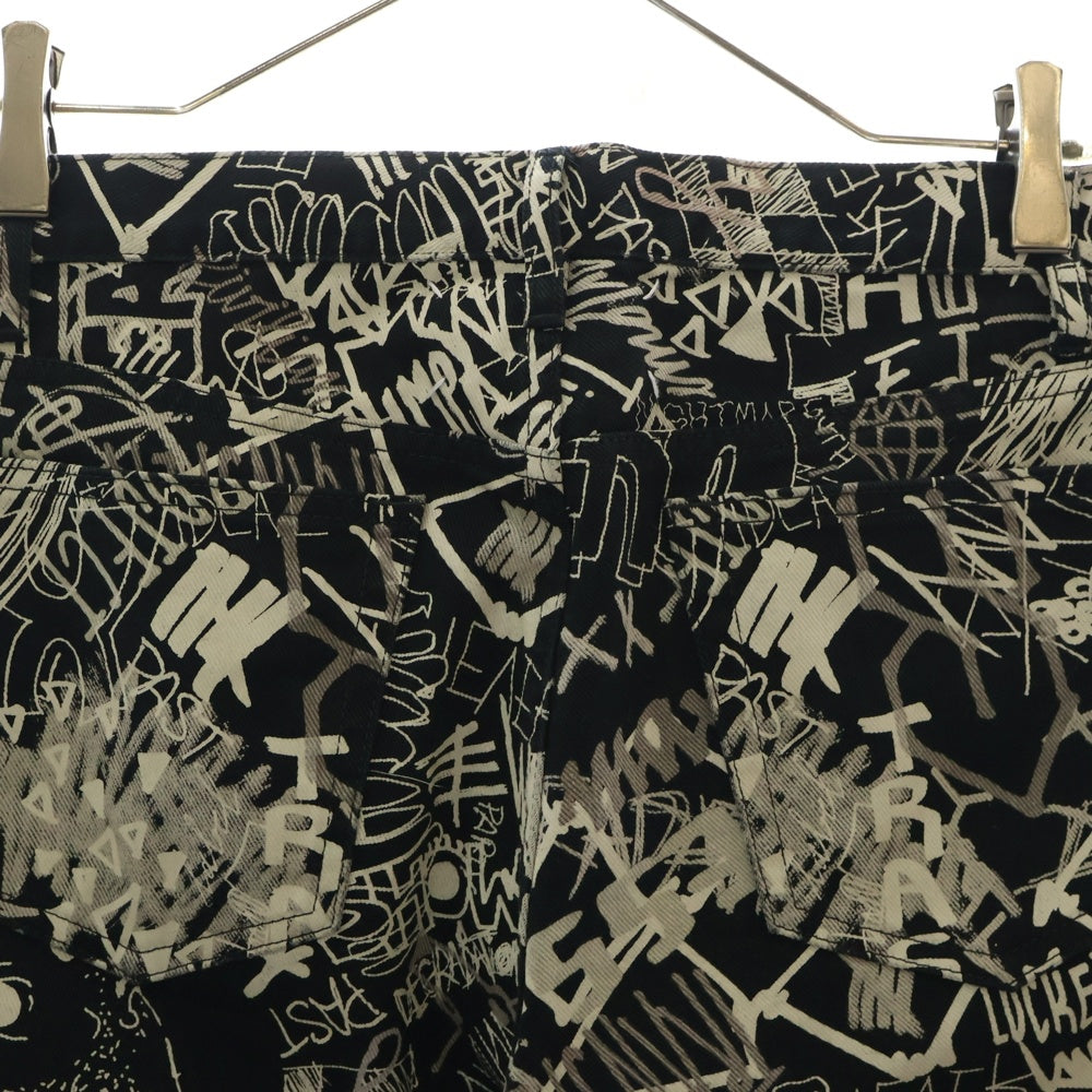 Maison Margiela 10(メゾン マルジェラ) 20SS グラフィティー プリント ボタンフライ デニムパンツ ブラック/ホワイト S30LA0160 S30683