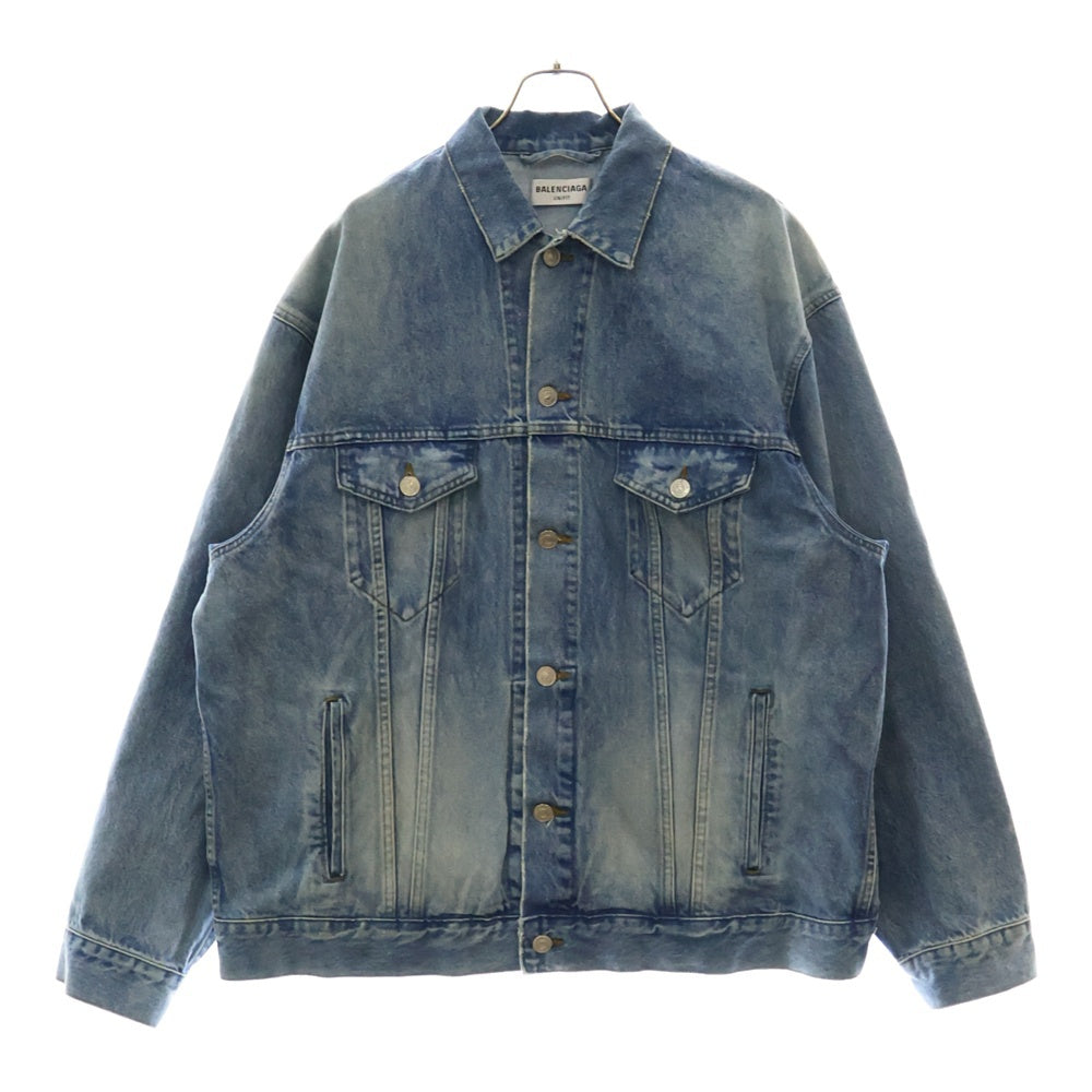 BALENCIAGA(バレンシアガ) 21AW バックBBロゴ スプレーペイント デニムジャケット インディゴ 678354 TCW03