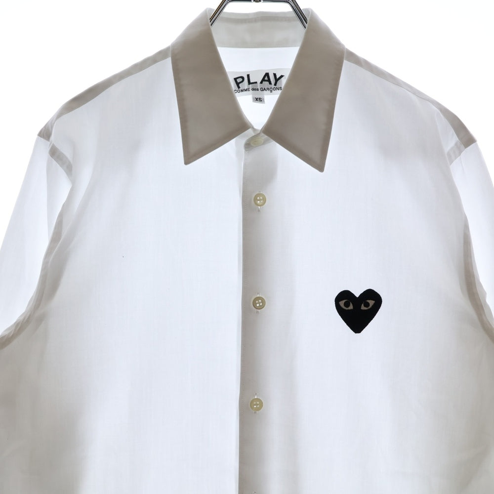 PLAY COMME des GARCONS(プレイコムデギャルソン) 18SS ハートロゴ刺繍 コットン 長袖シャツ ホワイト レディース AX-B004
