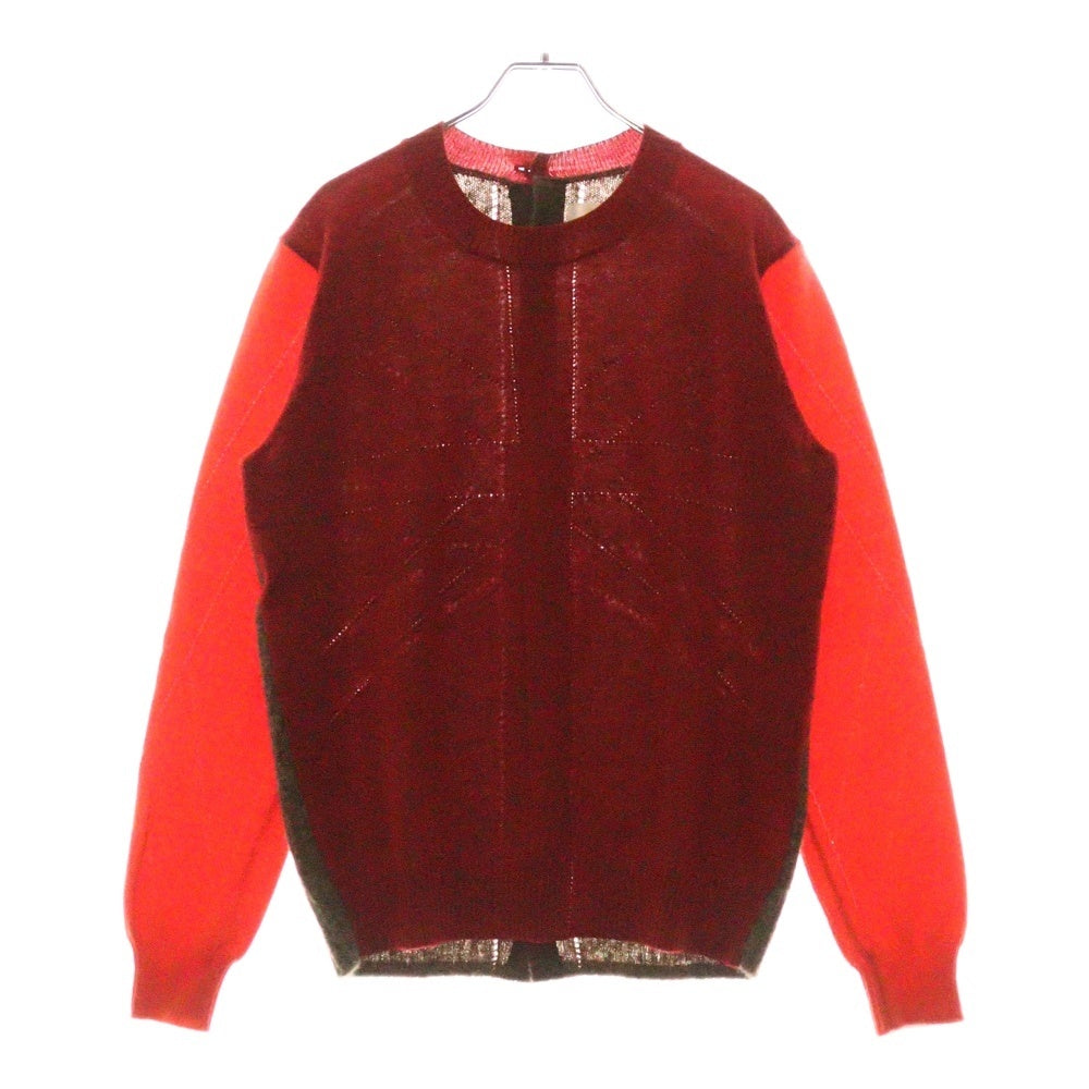 TAO COMME des GARCONS(タオコムデギャルソン) 23AW ウール切替 背面ボタン セーター レッド/ブラウン レディース TL-N001