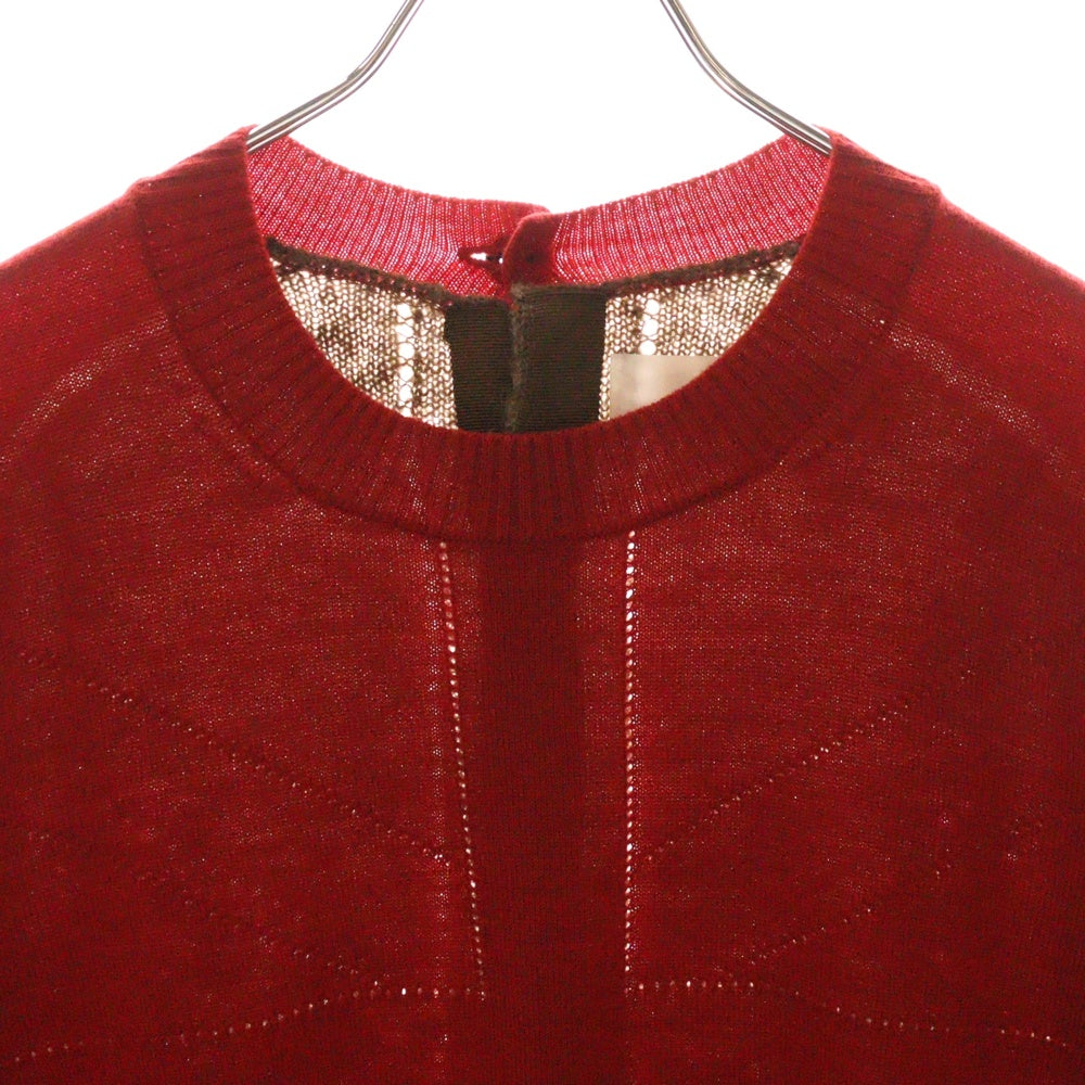 TAO COMME des GARCONS(タオコムデギャルソン) 23AW ウール切替 背面ボタン セーター レッド/ブラウン レディース TL-N001