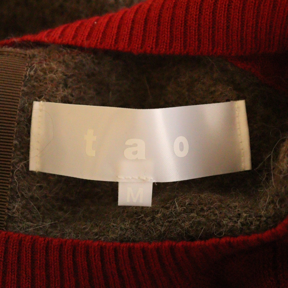 TAO COMME des GARCONS(タオコムデギャルソン) 23AW ウール切替 背面ボタン セーター レッド/ブラウン レディース TL-N001