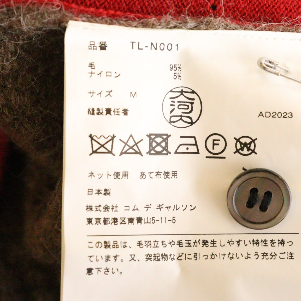 TAO COMME des GARCONS(タオコムデギャルソン) 23AW ウール切替 背面ボタン セーター レッド/ブラウン レディース TL-N001