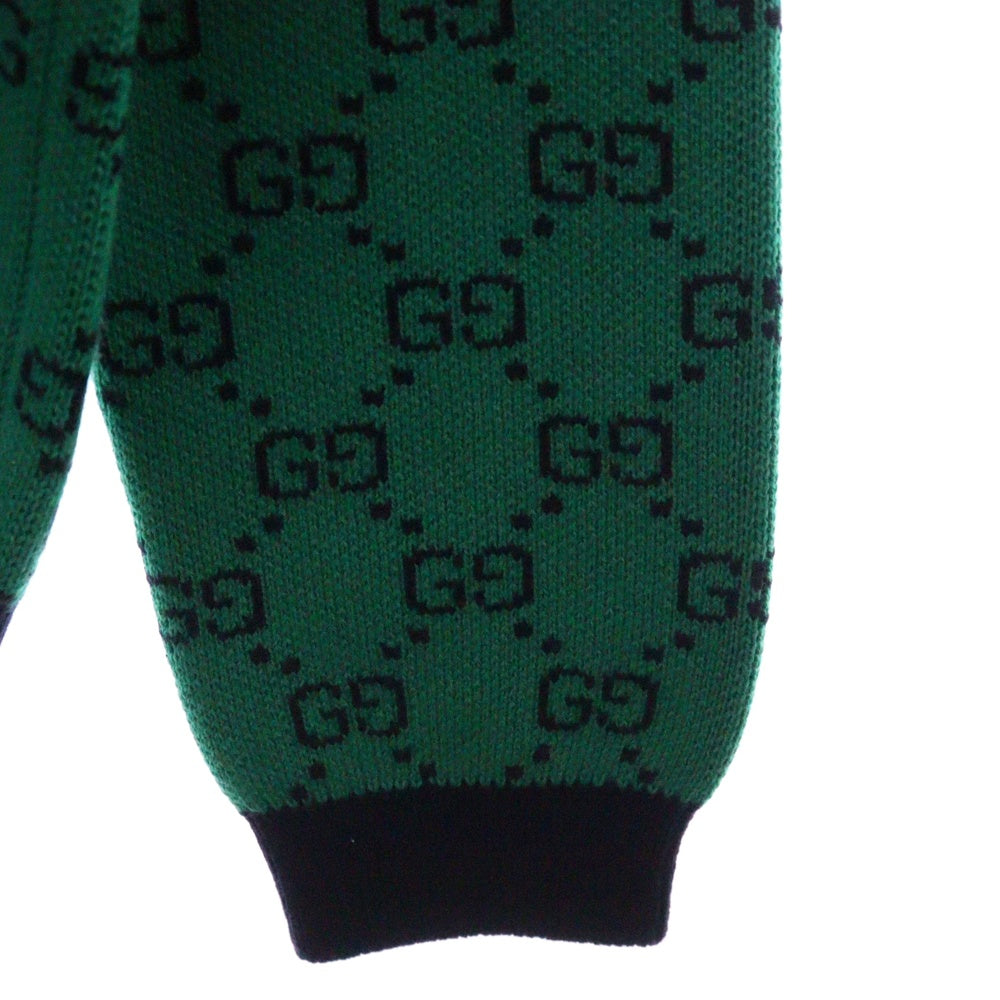GUCCI(グッチ) Vネック GG総柄 ウール コットン デザインニット グリーン 661155 XKBXI