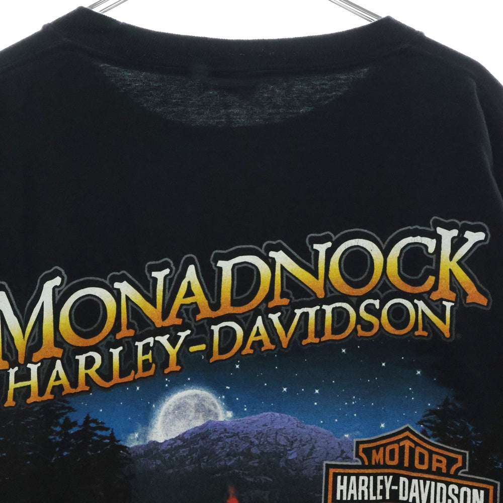 HARLEY DAVIDSON(ハーレーダビッドソン) TREASURE トレジャー 両面プリント クルーネック 長袖Tシャツ ブラック/グリーン