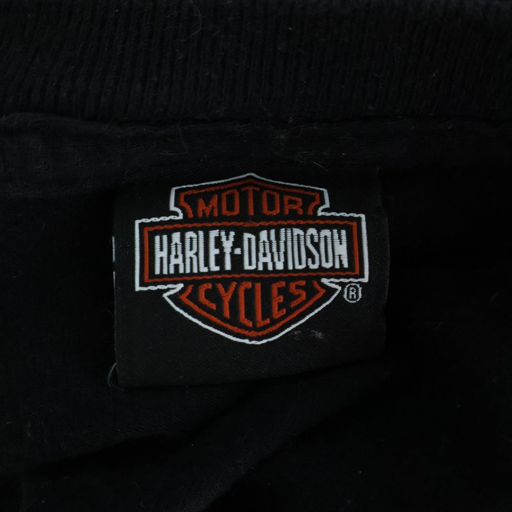 HARLEY DAVIDSON(ハーレーダビッドソン) TREASURE トレジャー 両面プリント クルーネック 長袖Tシャツ ブラック/グリーン