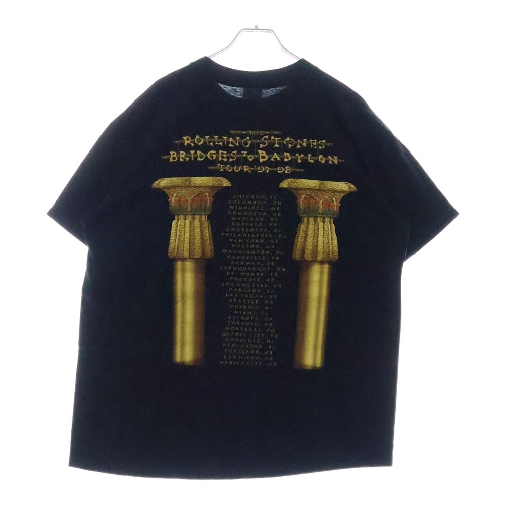 VINTAGE(ヴィンテージ) 90s The Rolling Stones ローリングストーンズ 金ベロ 両面プリント クルーネック 半袖Tシャツ ブラック