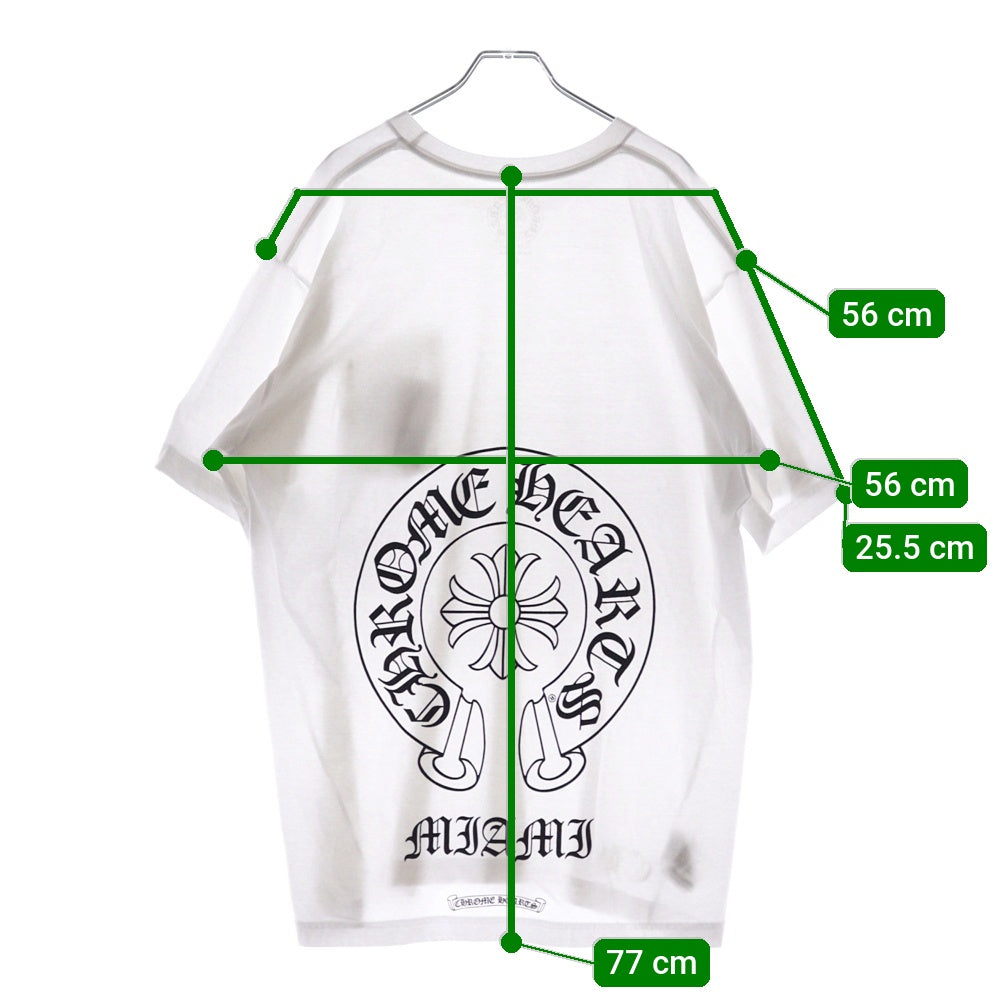 CHROME HEARTS(クロムハーツ) Miami Horseshoe S/S Tee マイアミ限定 バック ホースシュー クルーネック半袖Tシャツカットソー ホワイト