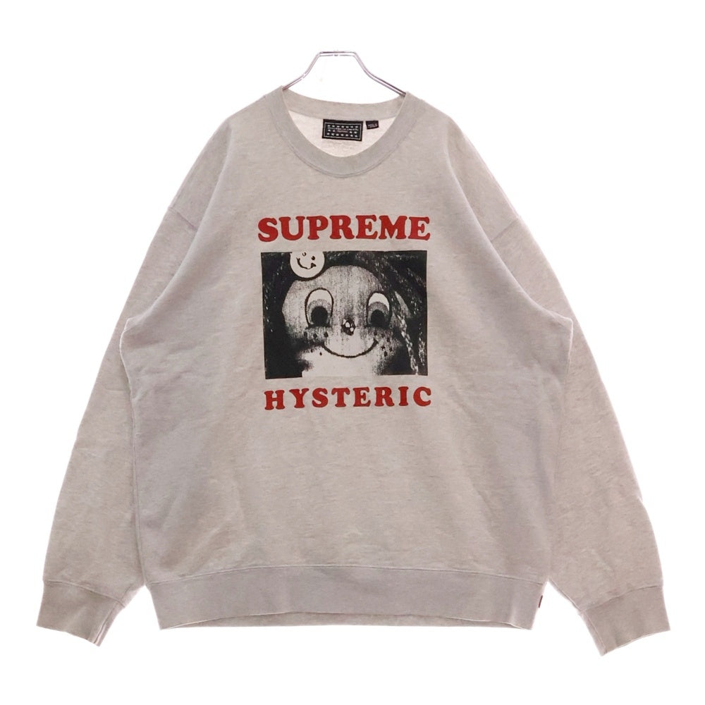 SUPREME(シュプリーム) 21SS ×HYSTERIC GLAMOUR ヒステリックグラマー フロントプリント クルーネック 長袖スウェット トレーナー グレー