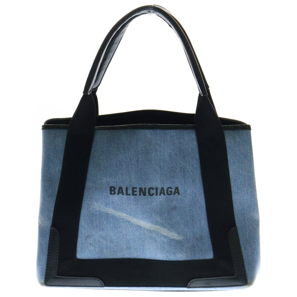 BALENCIAGA(バレンシアガ) ネイビーカバス コーティングキャンバス ポーチ付きトートバッグ インディゴ/ブラック 339933