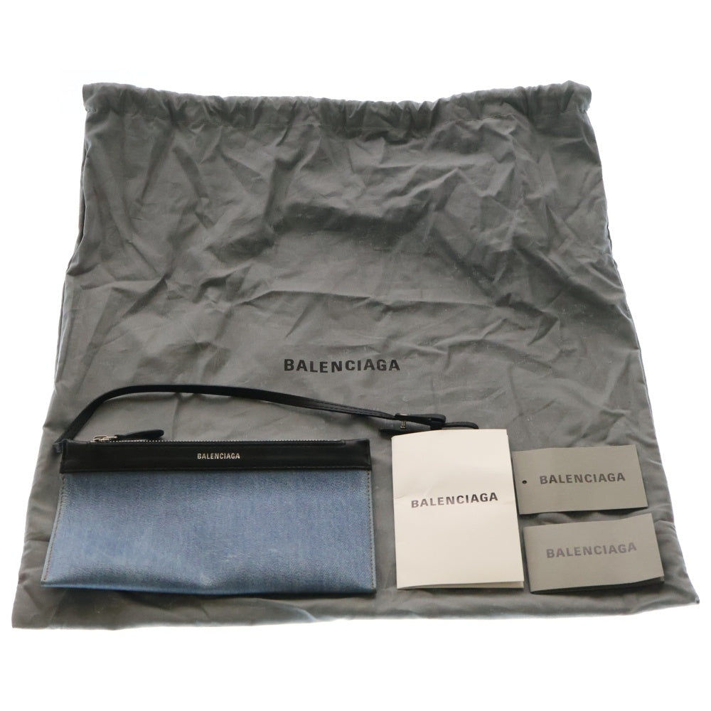 BALENCIAGA(バレンシアガ) ネイビーカバス コーティングキャンバス ポーチ付きトートバッグ インディゴ/ブラック 339933