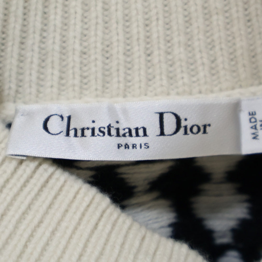 Christian Dior(クリスチャンディオール) フロントロゴ ウール×カシミヤ ハイネックニットセーター ネイビー レディース 144S77AM134