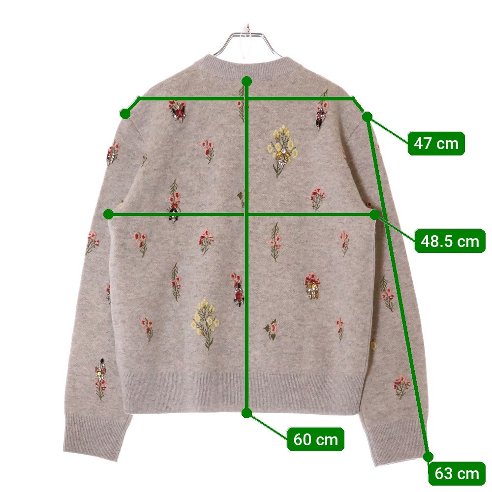 BURBERRY(バーバリー) フラワークリスタル装飾 レディース クルーネック ニット グレー 8063548 73B