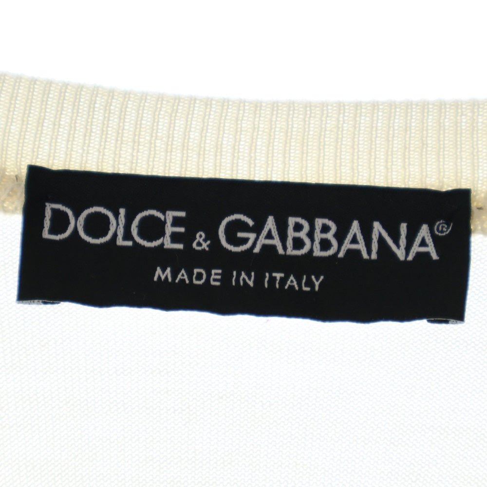 DOLCE & GABBANA(ドルチェアンドガッバーナ) フラワーボタン レース切替 シルク カーディガン ホワイト レディース FX180T JAMJN